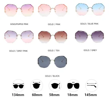 2022 Moda Ceai Gradient de ochelari de Soare pentru Femei Apa de Ocean Taie Împodobite Lentile de Metal Curbat Temple Ochelari de Soare Femei UV400