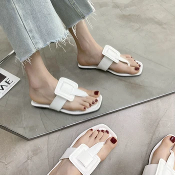 Casual Flip Flops pentru Femei Temperament Sandale Plate de Aur Femei Acasă Papuci Femei Sexy Degetele de la picioare Deschise pentru Exterior Purta Pantofi Femeie