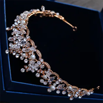 CC nunta coroana bentita diademe de mireasa pentru femei strasuri margele de cristal accesorii de par de nunta logodna bijuterii hg186
