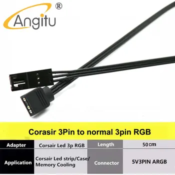 Angitu Corsair Fan RGB ARGB Cablu Adaptor HD LL120 140 QL 3Pin/4Pin Ventilatorul La 5V 3Pin LED-uri RGB Cablu-50cm