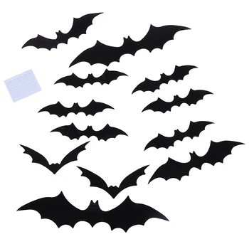 12buc/set mai Noi jocuri 3D de PVC Negru Bat DIY Decor Autocolant de Perete Home Deco Petrecere de Halloween Bar Decalcomanii