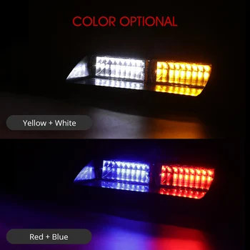 16 LED-uri Auto LED Stroboscop Parbriz Lumina de Avertizare Rosu+Albastru, Galben+Alb Auto Intermitent LED Strobe de Urgență Lampă de Ceață Ploios, Zăpadă