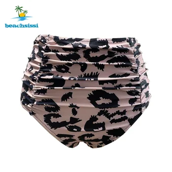 Beachsissi Noi De Vara Bikini Leopard De Imprimare Înot Jos De Talie Mare Costume De Baie Ruched Design Baie Înot Swisuit Pantalon