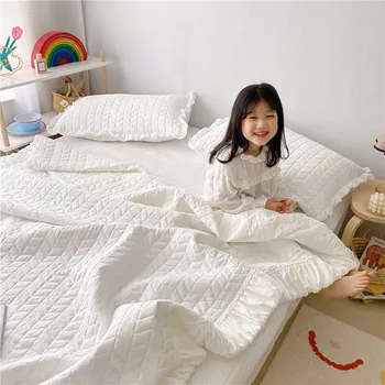 Vara Cuvertură de pat pe pat Spălat Culoare Solidă Quilt Aer condiționat Fular Moale Respirabil Pătură Subțire de Acoperire Textile Acasă