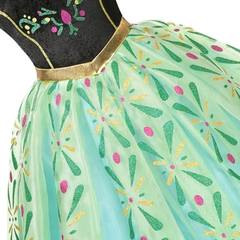 Disney Frozen Anna Rochie Pentru Fete De Lux Costume De Carnaval Pentru Copii Petrecere Cosplay Costum Verde Floral Maneca Scurta De Vara Rochie De Minge