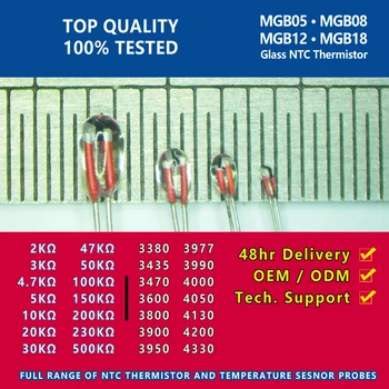 MGB18 50K 503 1% 5% 3950 Sticlă termistor NTC senzor de temperatură sondă în Lingee