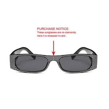 De Epocă Imitație De Diamant Ochelari De Soare Pentru Femei Brand De Moda Designer De Ochelari De Soare De Sex Feminin Cadru Mic Dreptunghi Oculos De Sol