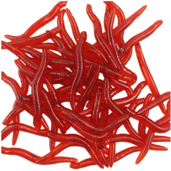 De vânzare la cald 50Pcs/lot 3,5 cm Simulare Râme Viermi roșii Artificiale de Pescuit Nada Aborda Moale Momeala Realiste Miros de Pește Momeli Roșu