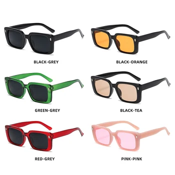Clasic Retro Galben Pătrat ochelari de Soare Femei Retro Nit Populare ins Shades Ochelari de Soare Vintage Ochelari de UV400