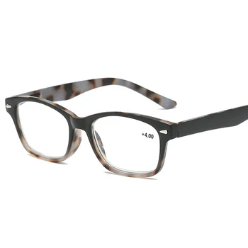 Zilead Imprimare Ochelari Retro Leopard Pătrat Femei Bărbați Hipermetropie Ochelari de vedere Confortabile Rășină Cititor Optic Grad +1+4 Gafas