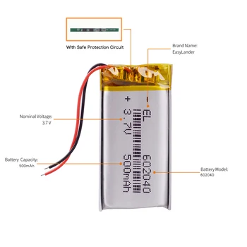 3pcs/Lot 3.7 V 500mAH 602040 polimer litiu-ion / Li-ion baterie Reîncărcabilă Cu PCB pentru dvd, GPS, mp3, mp4, PSP, PDA Smart Watch
