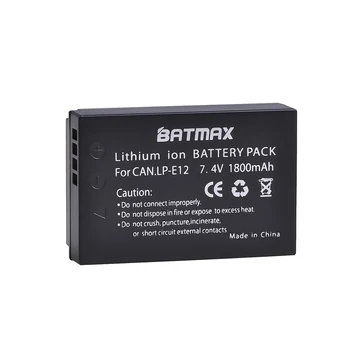 Batmax 1 buc LP-E12 LP-E12 LPE12 Acumulator 1800mAh pentru Canon EOS M EOS M10 M100 EOS Rebel SL1 EOS 100D Camere Digitale