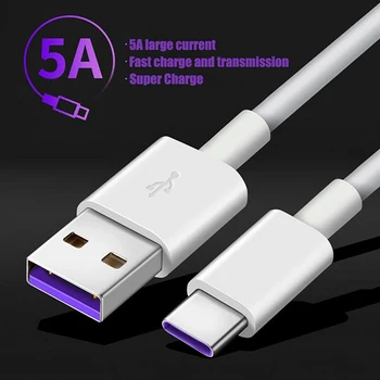 5A USB de Tip C Cablu Pentru Samsung S20 S9 S8 Xiaomi, Huawei P30 Pro Rapid de Încărcare de Încărcare Telefon Mobil Fir Alb, Cablu