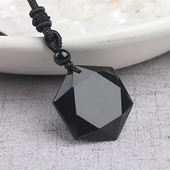 2021 Negru Obsidian Șase Stele Norocos Amuleta de Dragoste Piatră Naturală Pandantiv Coliere Designer Farmece Lanț Colier pentru Barbati Femei