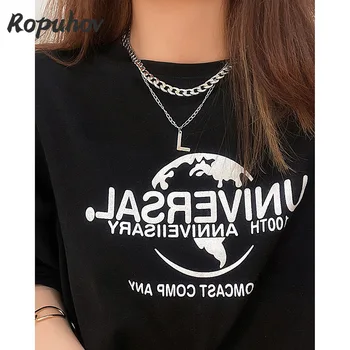 Ropuhov 2021 Noi Argint 925 engleză Scrisoare Dublu-strat Cubanez Stil European Clavicula Colier Valul Hip Hop T-shirt