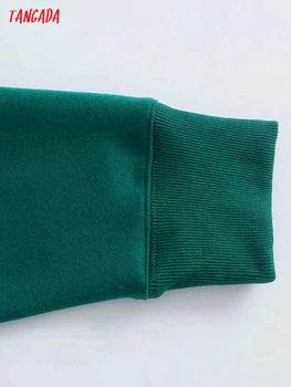 Tangada Femei Verde Fleece Crop Hanorac Jachete 2021 Toamna Iarna Supradimensionat Doamnelor Pulovere Topuri 6P76