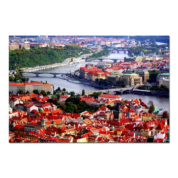 Praga, Republica cehă Urbanism Poster Pânză Pânză Tesatura de Imprimare Pictura pentru Casa Decor de Perete de Artă