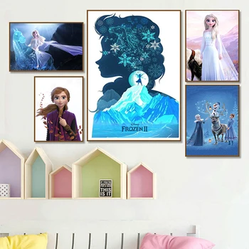 Vii Desene animate Disney Frozen Anime Poster Autocolante de Perete pentru Camera Copii Dormitor de Decorare Perete Drăguț 3D Anna Printesa Postere de Film