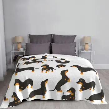 Teckel Pături Tricotate Cadou pentru Animal Iubitor de Câine Flanel Arunca Pături de Acasă Canapea Personalizate Ultra-Moale, Cald, Cuvertură de pat