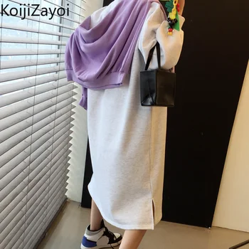 Koijizayoi 2022 Supradimensionate Femei Harajuku Scrisoare De Imprimare Tricou Rochie Casual Toamna Iarna Plus Catifea Hanorace Rochie Vestidos