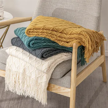 Cald Tricotate Pături pentru Pat de Iarnă Acoperă Canapea Cuvertură de pat Anti-pilling Pătură Moale de Culoare Solidă Relief Pătură Nordic Decor
