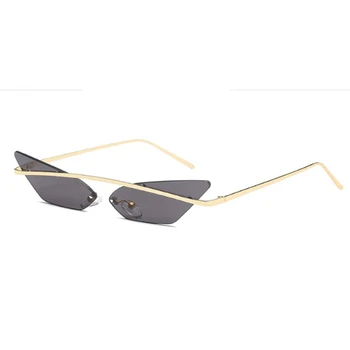 Fără ramă de ochelari de Soare Noi 2018 Ochi de Pisica Retro Vintage de Brand Designer de Ochelari de Soare pentru Femei de Moda Oglindă de sex Feminin de Ochelari de UV400