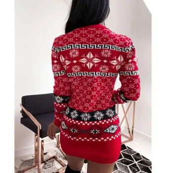 2021 Iarna Noi Tricotaje Femei Doamnelor Crăciun Diamant Tricotate Cu Mâneci Lungi Rochie De Toamna De Moda De Imprimare Femei Pulover Rochie