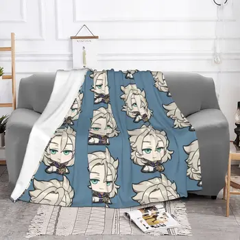 Elegant Albedo Rânjet Genshin Impact Pături Fleece Imprimare Anime Joc Respirabil Subțire Arunca Pături pentru Pat Canapea Cuvertură de pat