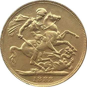 24-K placat cu Aur 1888 marea Britanie monede copie