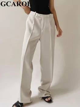 GCAROL 2022 Noi Femeile de Înaltă Talie Pantaloni Largi Picior Decora Design Cutat Etaj Lungime OL Pantaloni Elegante de Primavara Toamna Pantaloni Costum