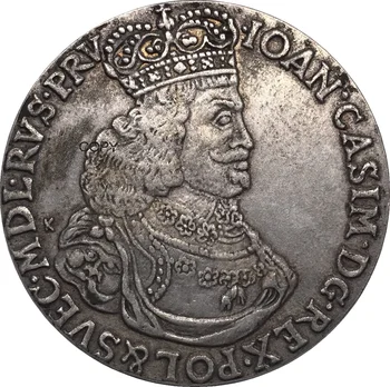 Polanc Monedă Ioan al II-lea Cazimir Vasa 1651 Monedă de cupru si nichel Placat cu Argint Copia Fisei
