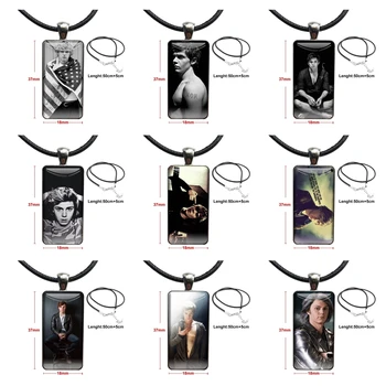Evan Peters Semnătura Moda Cabochon De Sticlă Colier Cu Femei Declarație Pandantiv Dreptunghi Coliere Bijuterii Pentru Femei Partid