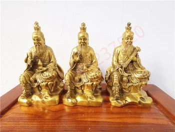 Taoist consumabile, pur statui de bronz, Taoist Sanqing -- Laojun, Yuanshi Tianzun, Lingbao Tianzun, statui de bronz Sanqing