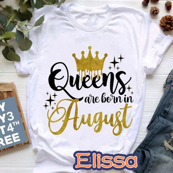 Coroana de aur a Reginei Sunt Născut În ianuarie-decembrie Grafic de Imprimare T-Shirt Îmbrăcăminte pentru Femei Tricou Cadou de Ziua Topuri Picătură shippin