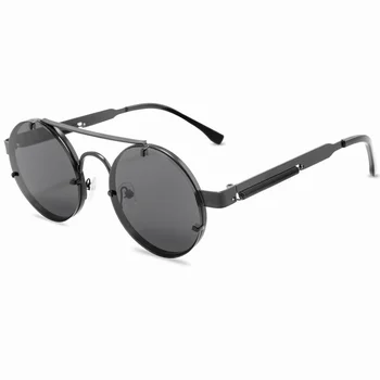 Vintage Stilul Punk Bărbați ochelari de Soare Retro Rotund Cadru Metalic Femei de Primăvară Templu Design Ochelari de Soare UV400 Ochelari de en-Gros