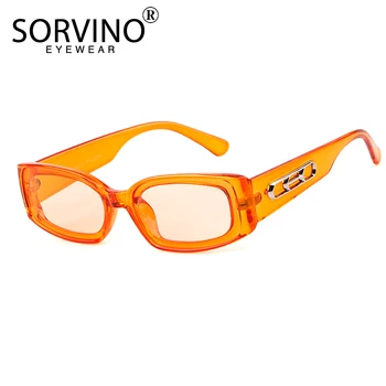 SORVINO Trendy Mic Portocaliu Dreptunghiular ochelari de Soare pentru Femei 90 Retro Doamna Pătrat Mic Dreptunghi Roșu Ochelari de Soare Nuante SP104