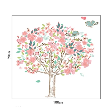 Flori Infloreste Copac Păsări Autocolante De Perete Pentru Camera De Zi Dormitor Decorare Diy Pastorală Perete De Artă Murală Din Pvc Postere Acasă Decalcomanii 0