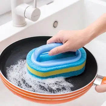 Blue Multi-funcție Ocupă un Burete de Bucătărie Baie de Curățare Burete Pensulă Mâner din Plastic, Burete de Baie de Jos Cadă Perie