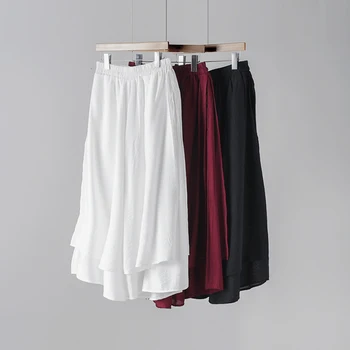 NYFS SCalf-lungime Pantaloni Casual Culoare Solidă Vrac Elastic Talie Pantaloni Largi Picior 2020 Nou Haine de Vară pentru Femei Vintage Pantaloni