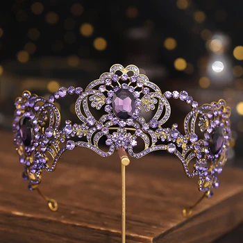 Coroana De Epocă Tiara De Nunta Accesorii De Par Stil Baroc Violet Stras De Cristal Coroanei Bentita De Mireasa Bijuterii De Păr Coroana Cadou