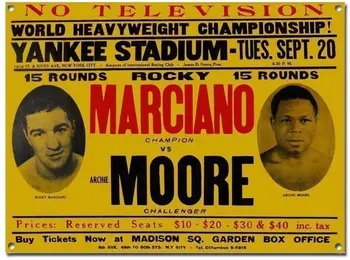 Rocky Marciano Vs Archie Moore Mancave Sport Retro De Metal De Staniu Semn Placa Poster De Perete Decor Art Shabby Chic Cadou