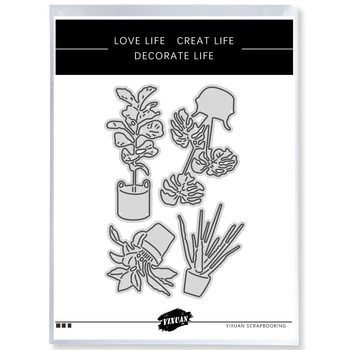 YIXUAN Primăvară Ghivece cu Plante de Tăiere Moare DIY Scrapbooking Moare de Tăiere Relief Stencil Decor de Metal Moare Tăiat Hârtie Foto Carte