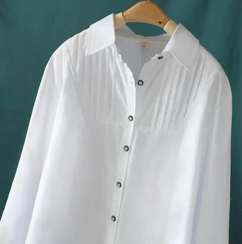 Bluza Lunga Pentru Femei Camasa Alba Office Doamne Din Bumbac Tricouri Moda Bluza Eleganta De Moda Blusas Femininas Butonul Topuri