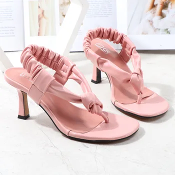 2022 Vara Flip Flops Moda Slide-uri de Femei 7.5 cm Tocuri inalte Catâri Întinde Tocuri Joase Papuci de casă Platforma Roz Albastru Pantofi Elegante