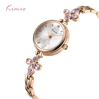 KIMIO Femei Brand Floare de Cristal Brățară de Ceasuri de Lux Doamnelor Magnolia Cadran Mic Rochie de Ceasuri de sex Feminin Nunta Ceas reloj muj