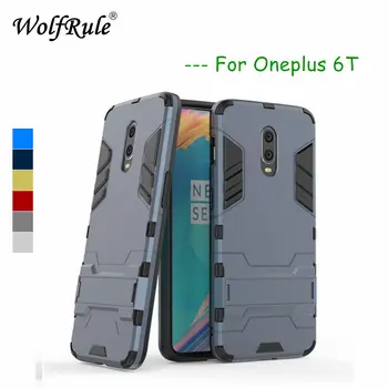 WolfRule Oneplus 6T Cazul Oneplus 6T Coperta Moale din Silicon + Plastic Kickstand Fundas Înapoi Caz Pentru Oneplus 6T 6 T Caz Telefon 6.41