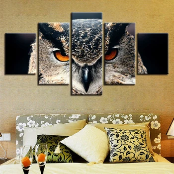 Casa moderna de Perete Camera de zi de Decorare Arta de 5 Bucăți Animale, Bufniță Picturi Modulare Canvas Postere Cadru Imprimarea de Imagini HD