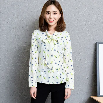2021 Noua Moda Elegant Arc Stripe Camasa cu Maneca Lunga Femei Imprimate Șifon Bluze si Topuri Stil Office Haine Femei