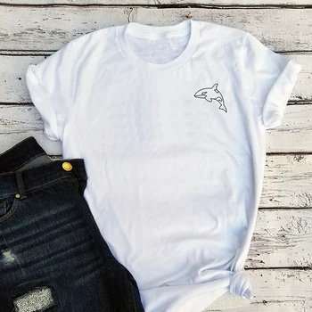 Animal de înot T-shirt pe Plaja Oceanului Cămașă de Moda de Top Gotic Femei Tricouri Balene, Delfini Marin Tee GirlsTops Viata Mare