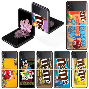 De lux Caz pentru Samsung Z Flip 3 Capacul Telefonul rezistent la Șocuri Greu de Silicon Funda Model Drăguț Capas M&M ' s cu Ciocolata